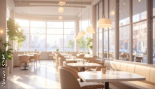 unfocused blurred background of a light aesthetic cafe interior