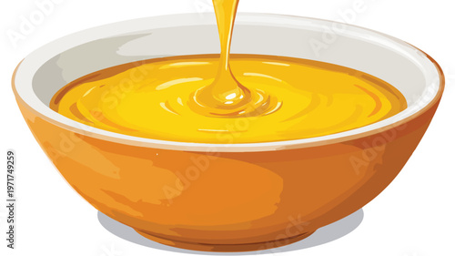 Vibrant Mustard Oil Bowl Vector Illustration Cartoon