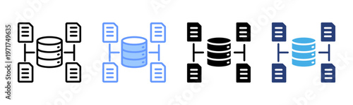 Data Modelling icon set multiple style collection