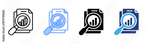 Data Analysis icon set multiple style collection