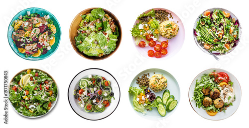 Foto PNG Colorful healthy salad bowl variety on transparent background