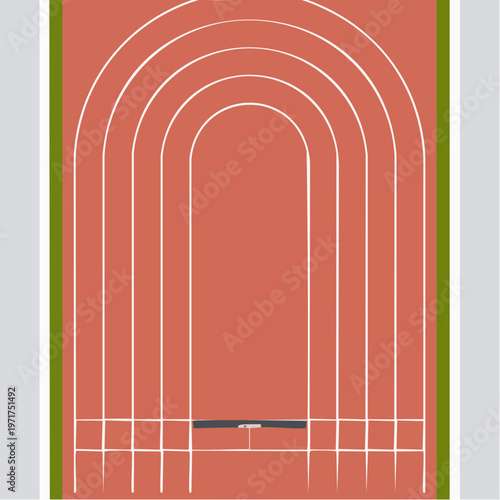 Minimalist abstract arch illustration with white lines on orange backg