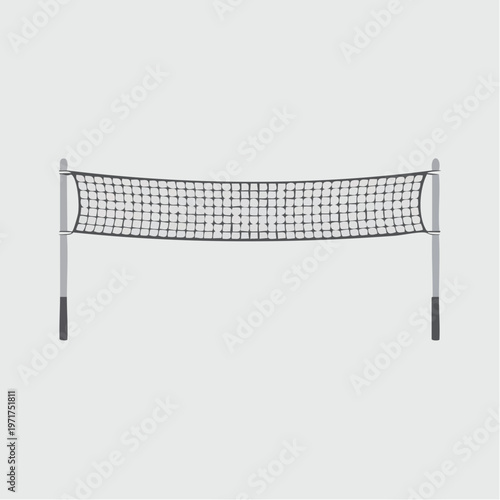 Badminton net with metal posts and black netting