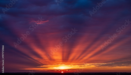 Vibrant Sunset over the Ocean Horizon.