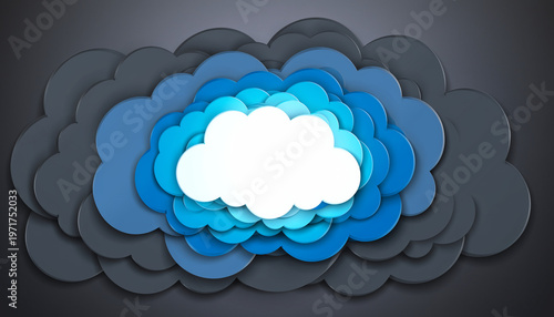 Cloud Computing Concept with Blue Clouds.
