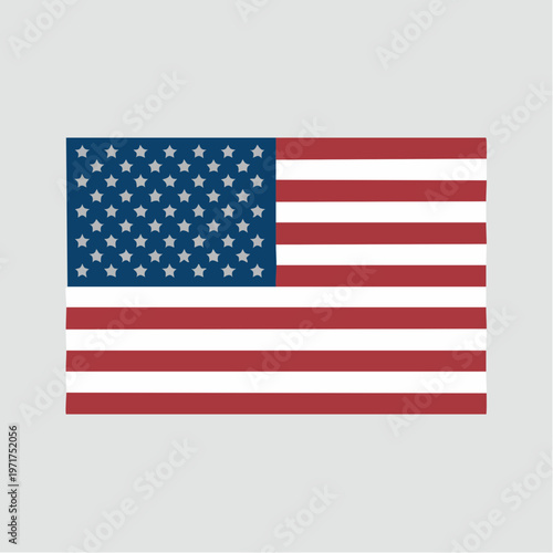 American flag illustration with red and white stripes and blue rectang