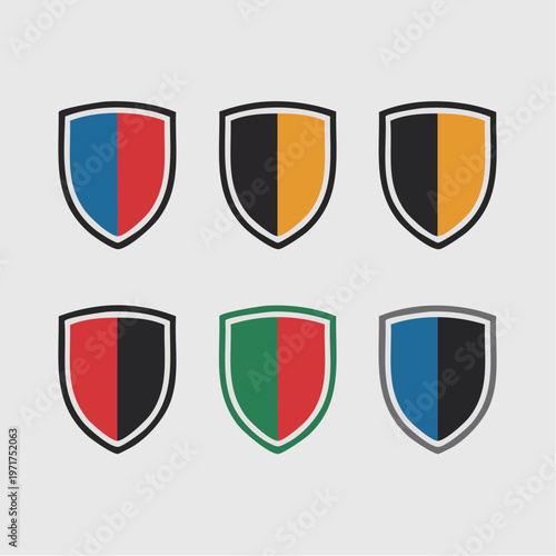 colorful shield logos with divided sections design