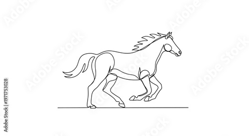 Dynamic Horse Gallop Animation Line Art, Single Continuous Line Drawing