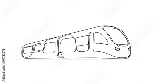 Modern Train, Continuous Line Drawing, Minimalist Transportation Art