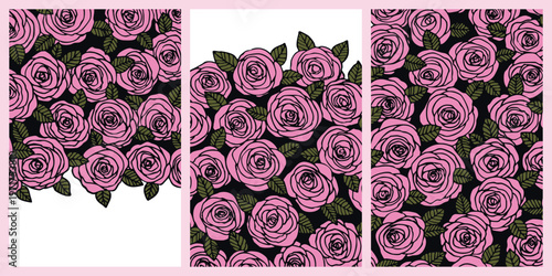 Floral banners collection. Background with color leaves, flowers. Nature concept design. Modern compositions in trendy flat simple style. Vector illustration for poster, greeting card. Copy space.