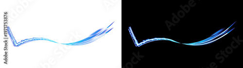 Abstract Blue Light Wave with Dots on Transparent and Black Background
