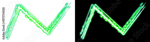 Dynamic Green Neon Light Lines with Transparent and Black Background
