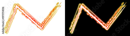 Abstract Glowing Neon Frame with Dots on Transparent and Black Backgrounds