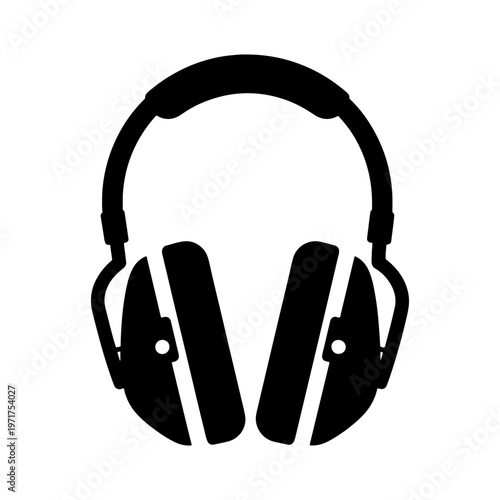 Headphones, Soundproof Earphones, Black Audio Equipment, Vector Headset Icon