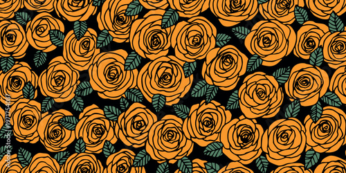 Summer background with roses flowers. Nature concept design. Modern floral composition. Vector illustration for poster, invitation, greeting card. Botanical style roses frame. Copy space.