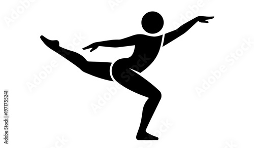 Graceful Figure Skater Silhouette Performing an Artistic Camel Spin or Spiral Balance on Ice