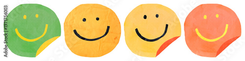 Fotografía PNG Colorful smiling face stickers element set on transparent background