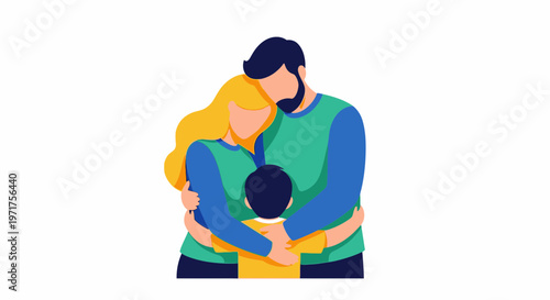 Family embracing with warmth and love on a white background.