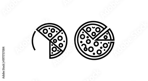 Pizza Icon Set: Slice and Whole Pie Graphics