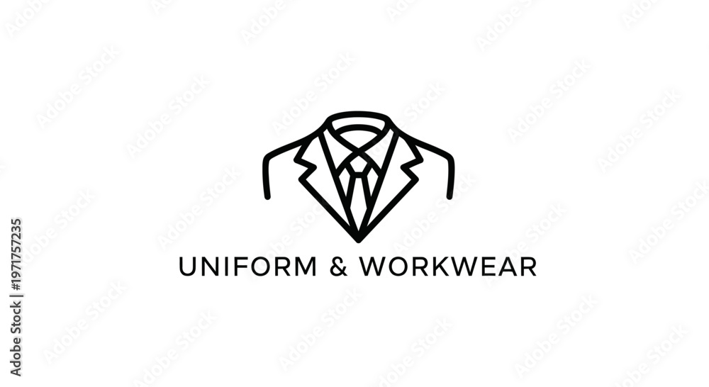 Fototapeta premium Modern Business Suit Icon with Tie and Collar, Uniform & Workwear Text