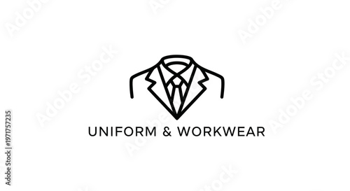 Modern Business Suit Icon with Tie and Collar, Uniform & Workwear Text