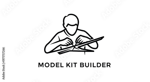 Model Kit Builder Icon - Person Assembling a Miniature Model