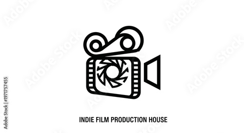 Retro Film Camera Icon with Text Indie Film Production House