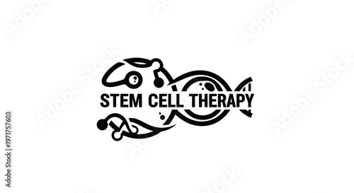 Stem Cell Therapy Logo: Fish Silhouette with DNA Strand