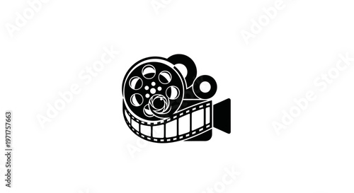 Vintage Film Camera Icon Silhouette - Retro Cinema Projector Symbol