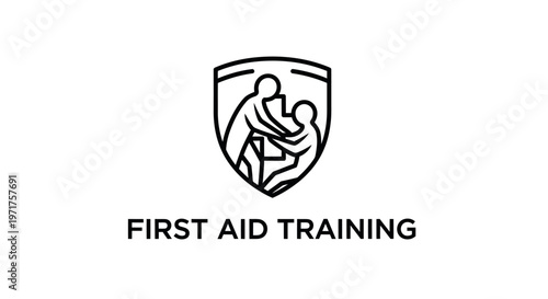 First Aid Training Shield Logo: People Helping Each Other