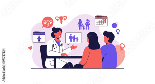 Doctor consults with a couple in a medical office.