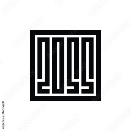 2055 text logo design, clip art new years, happy new year vector illustration, futuristic 2055 year typography logo design