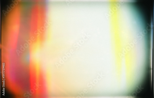 Vintage photo film lens vignette template colorful light leak on transparent background. Template for design, vintage film effects, and glare