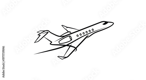 Foto Business Jet Airplane Taking Off in Sketch Style