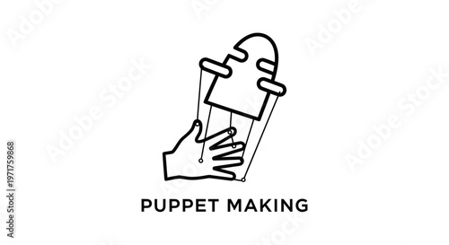 Hand controlling puppet strings, DIY puppet making concept