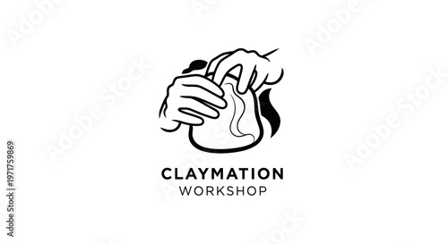 Claymation Workshop Logo: Hands Sculpting Clay Character