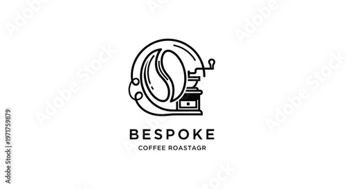 Bespoke Coffee Roaster Logo - Coffee Bean and Grinder Icon