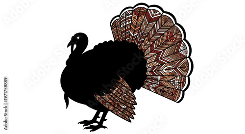 Black Silhouette Turkey Bird.