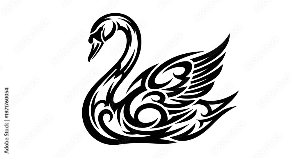 Fototapeta premium Black Swan Tribal Tattoo Design.