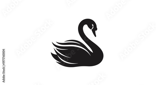 Black Swan Bird Silhouette Icon.