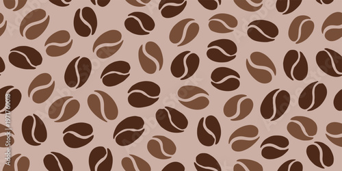 Coffee Bean Seamless Pattern in Mocha Mousse