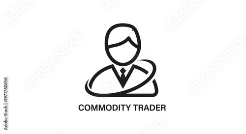 Commodity Trader Icon - Business Professional Silhouette with Abstract Swirl