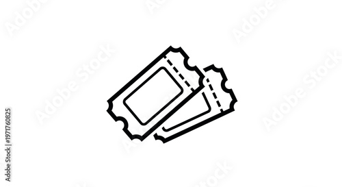 Two tickets icon, event admission, entertainment concept, isolated on white background
