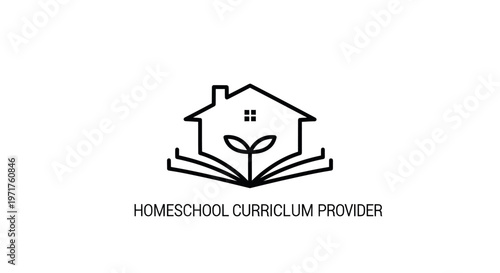 Homeschool Curriculum Provider Logo: House, Book, Plant, Education, Learning