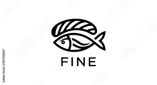 Minimalist fish logo with text FINE