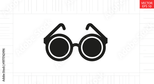 Black Round Spectacles Icon.