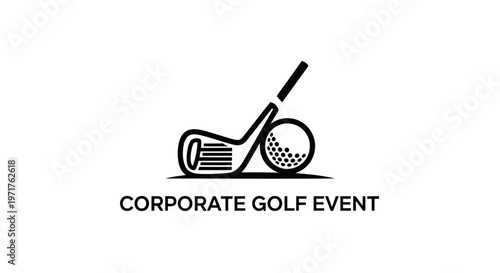 Corporate Golf Event Logo: Golf Club and Ball Icon