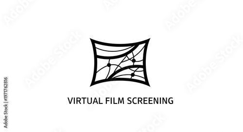 Virtual Film Screening Logo with Abstract Network Design and Text