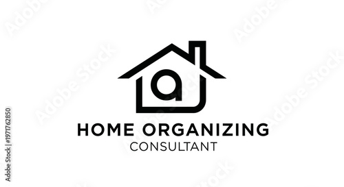 Minimalist Home Organizing Consultant Logo with House and Letter 'a'