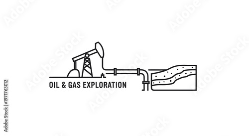 Oil and Gas Exploration: Pumpjack, Pipeline, and Underground Deposits Illustration